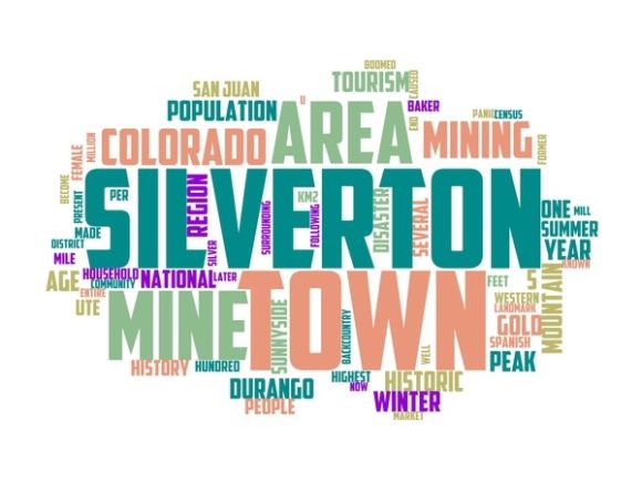 Silverton Typography Tie Dye: A Hand-Drawn Word Cloud for Creative Projects